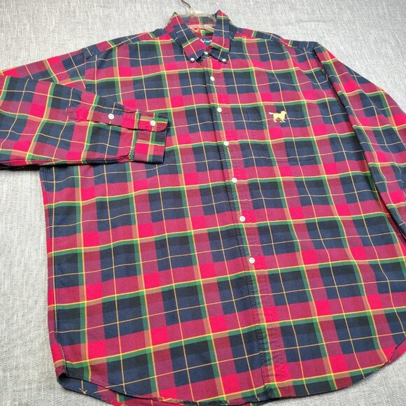 VINTAGE Ralph Lauren Shirt Mens Red Plaid Embroidered Retriever Dog - Picture 4 of 14